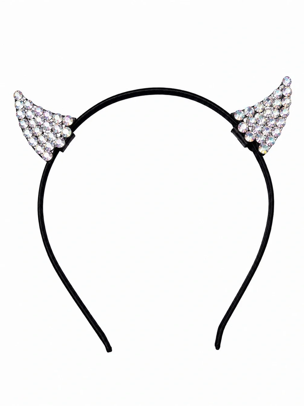 Crystal AB Iridescent Mini Devil Ears Luxe Crystal Headband Spooky Goth Cute New